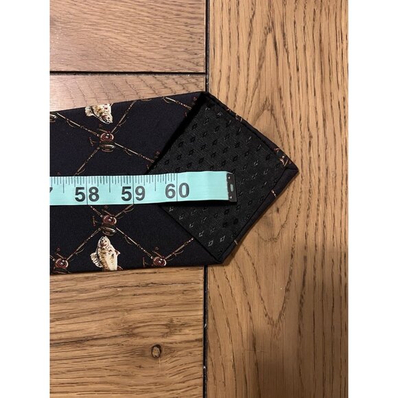 Henri Christian 100% Silk Men's Tie Fish Fishing Pole Graphic Print - Picture 6 of 7